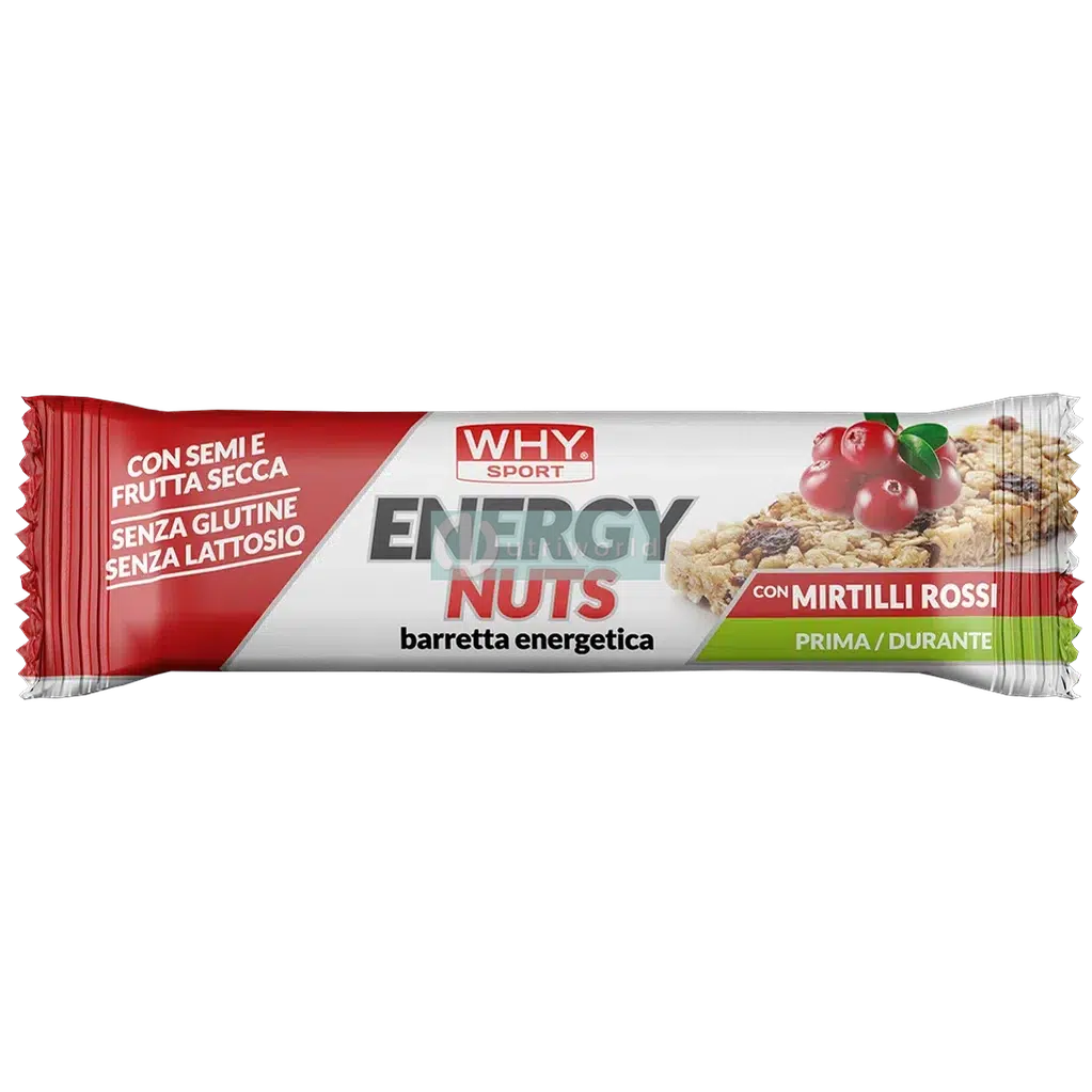 Why Sport Energy Nuts 35g Mirtilli Rossi Barretta Energetica Vegana con Semi e Frutta Secca per Energia e Recupero-NutriWorld.it