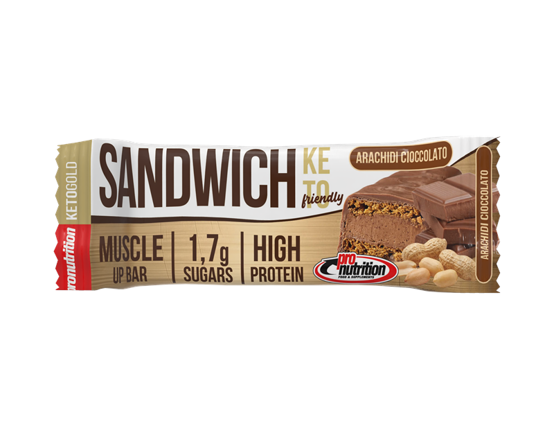 Pronutrition Sandwich Keto 57g Arachidi Cioccolato Biscotto Ripieno Keto per Colazione o Snack