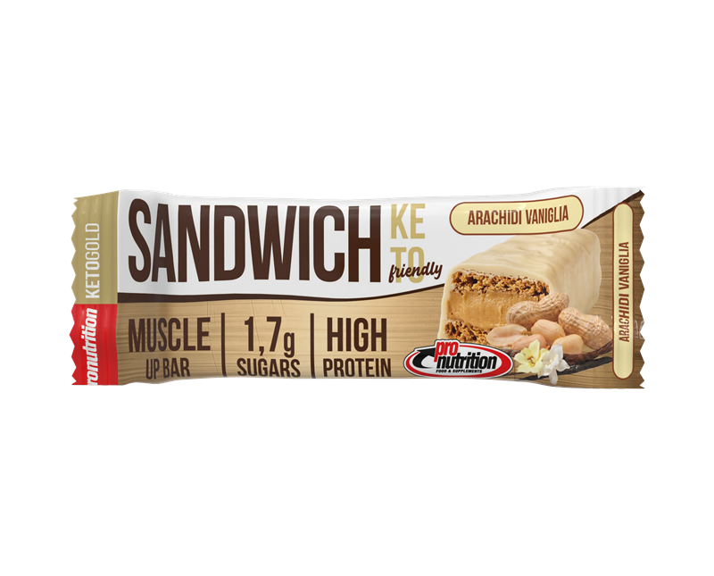 Pronutrition Sandwich Keto 57g Arachidi Vaniglia Biscotto Ripieno Keto per Colazione o Snack