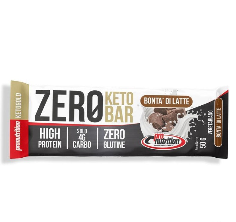 Pronutrition Zero Keto Bar 50g Bonta' di Latte Barretta Proteica Pasto Sostitutivo Snack Pronutrition