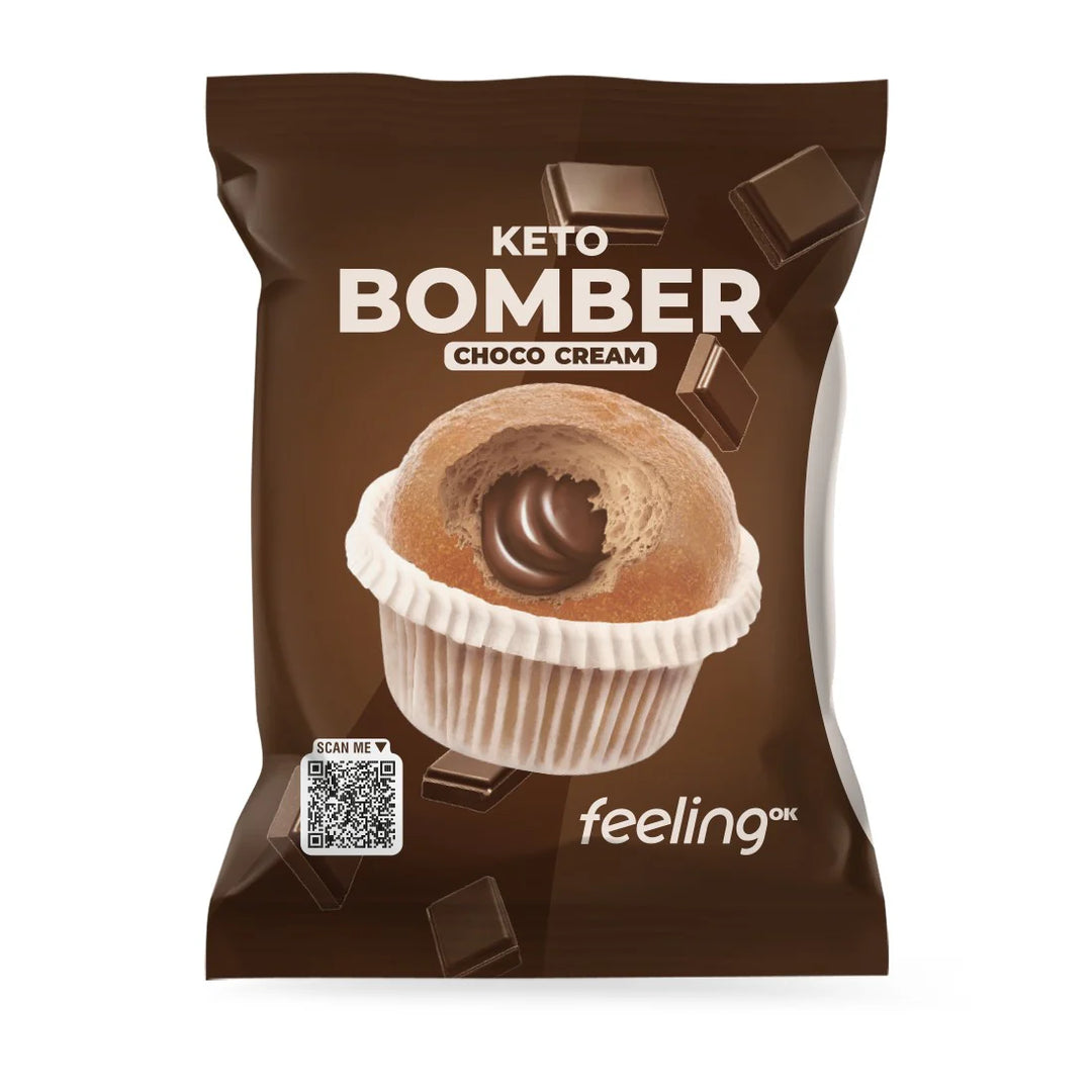 Feeling Ok Keto Bomber 50g Ripieno Cacao Brioche per Colazione e Snack Keto
