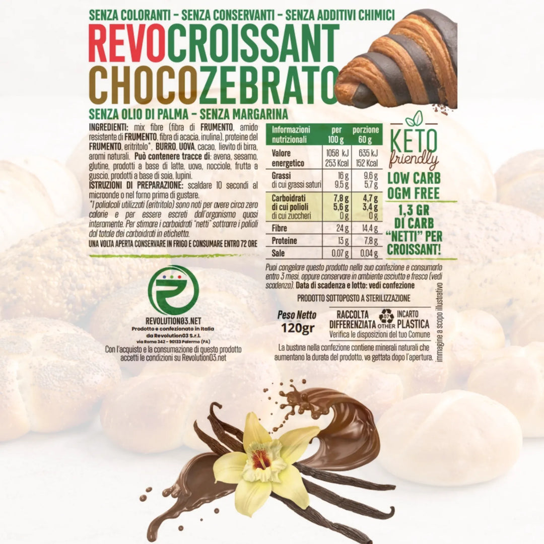 Revolution03 RevoCroissant Chocozebrato 2x60g Low Carb per Colazione o Snack Keto