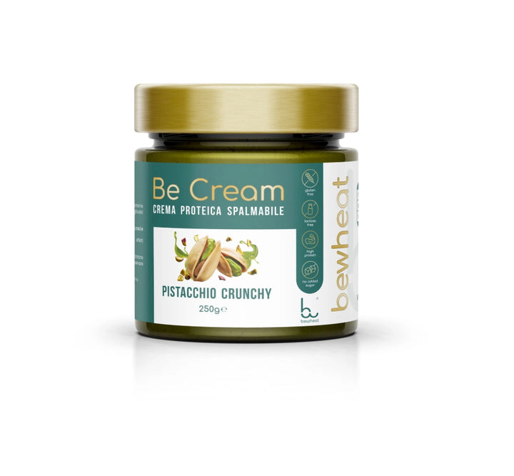 Bewheat Be Cream 250g Pistacchio Crunchy Crema Proteica Spalmabile per Colazione o Spuntino