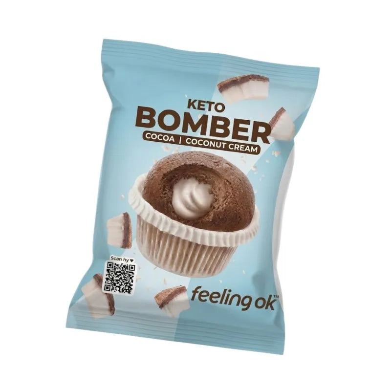 Feeling Ok Keto Bomber 50g Ripieno Cocco Brioche per Colazione e Snack Keto
