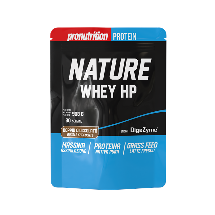 Pronutrition Natural Whey HP 908g Doppio Cioccolato Proteine Isolate con Enzimi DIgestivi per Massa e Recupero