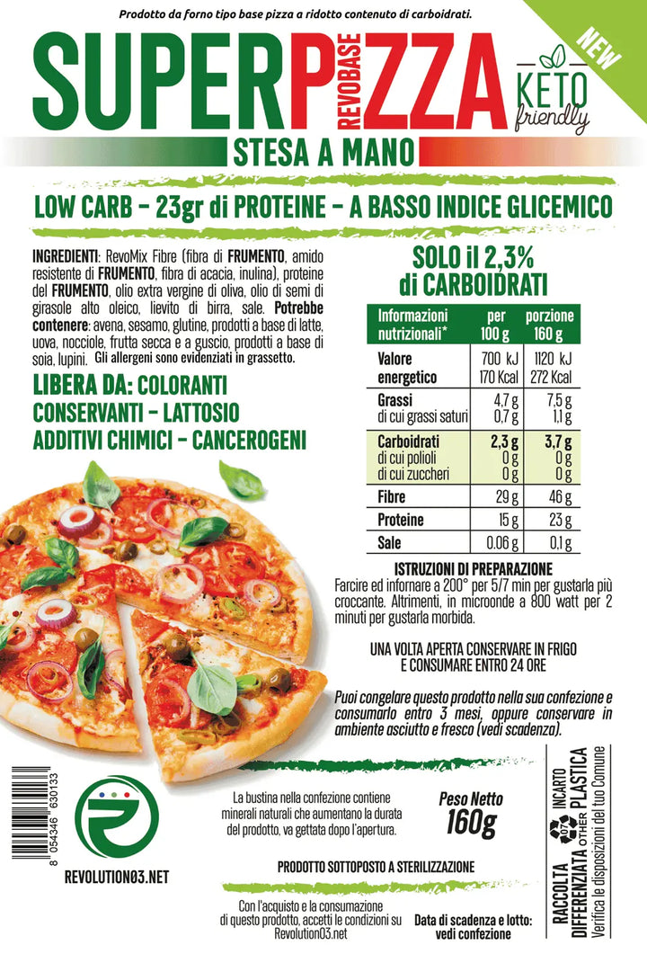 Revolution03 SuperPizza Keto 160g Pizza Low Carb Keto per Pranzi o Cene