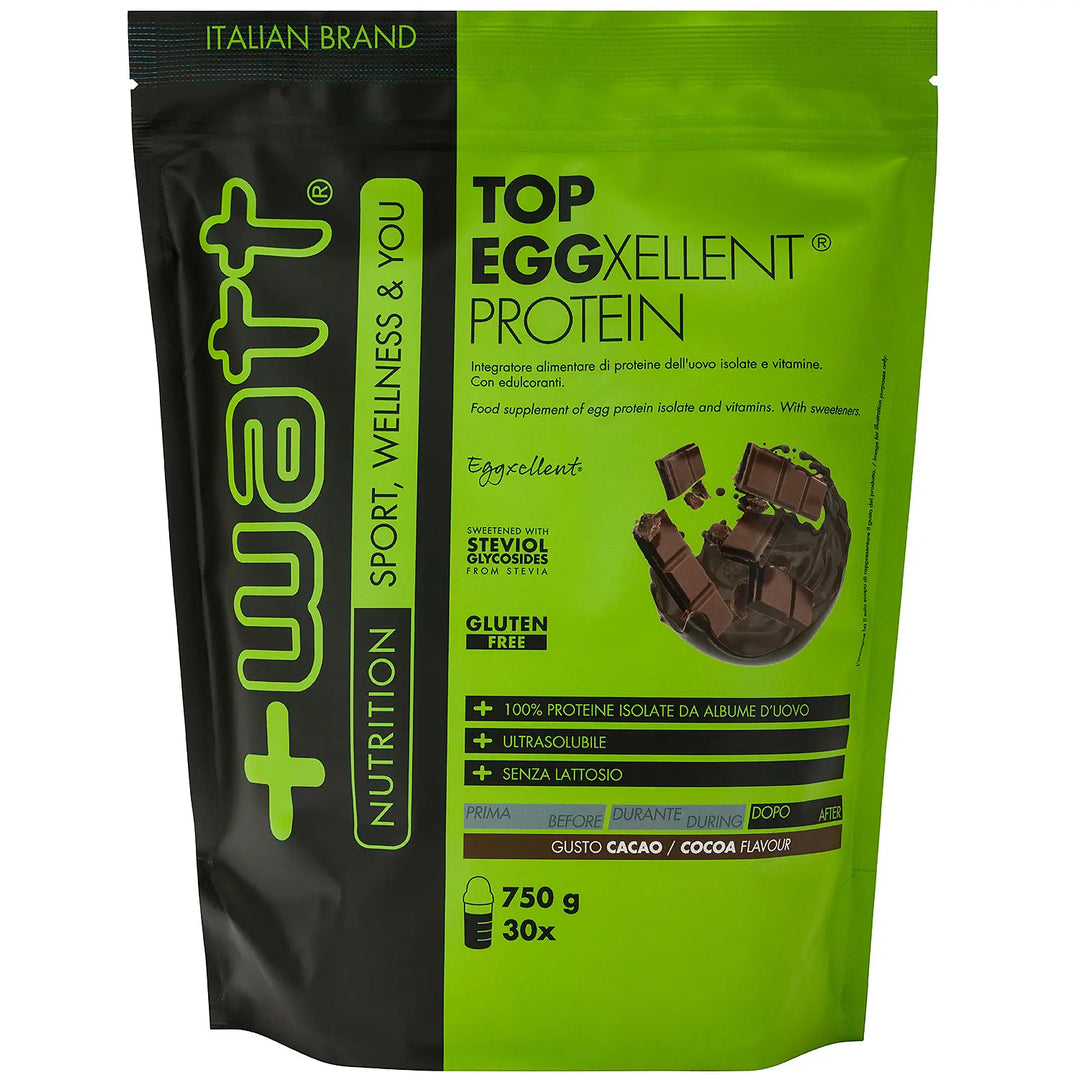 +Watt Top Eggxellent Protein 750g Cacao Cioccolato Isolate in Polvere per Recupero e Sviluppo con Vitamine