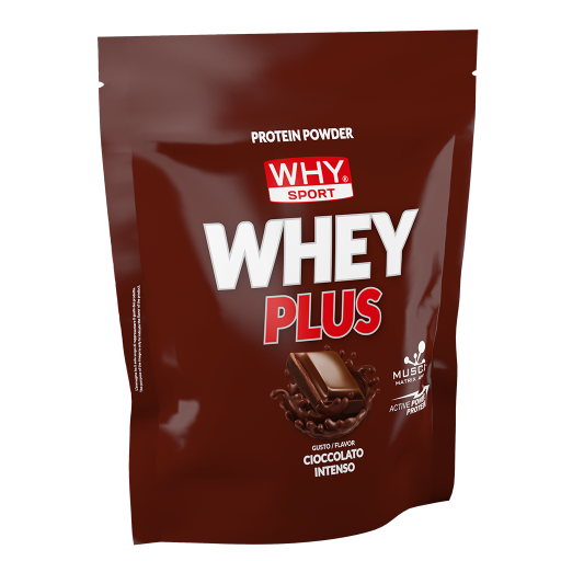 Why Sport Whey Plus 750g Cioccolato Intenso Proteine Concentrate con Muscle Matrix Amino per Massa e Recupero