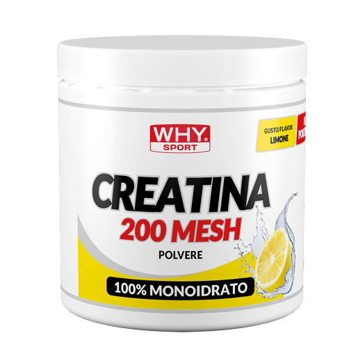 Why Sport Creatina 200 Mesh 300g Limone in Polvere per Energia Recupero e Massa