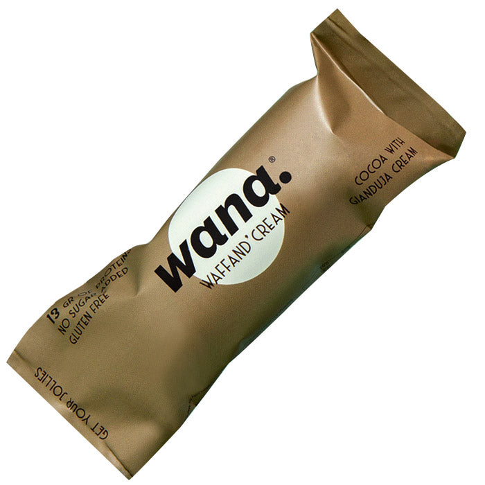 Wana Waffand' Cream 43g Chocolate Gianduja Cioccolato Gianduia Barretta Proteica Wafer Zero Snack Keto - NutriWorld.it