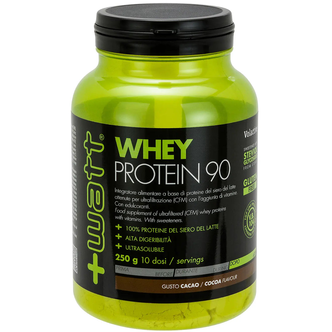 +Watt Whey Protein 90 250g Cacao Cioccolato Proteine Isolate in Polvere
