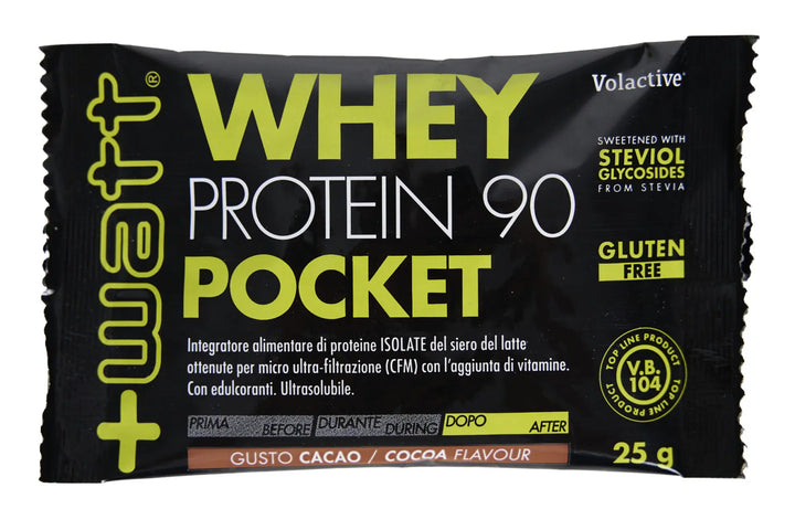 +Watt Whey Protein 90 25g Cacao Proteine Isolate in Polvere al 90% con vitamine