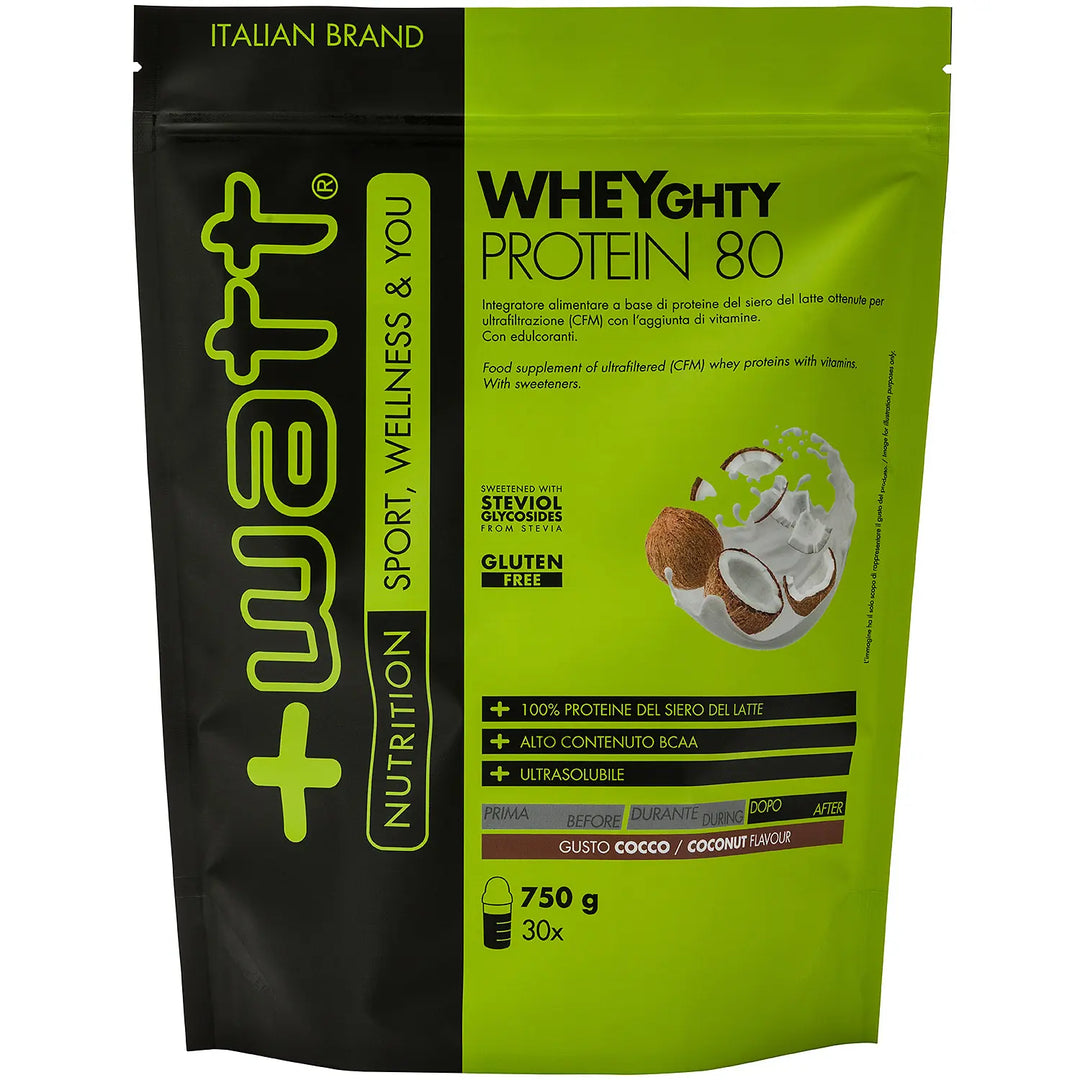 +Watt Wheyghty Protein 80 Doypack 750g Cocco Proteine in Polvere Concentrate