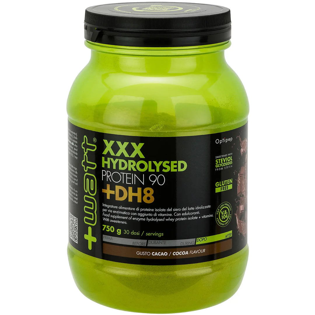 +Watt XXX Hydrolysed Pro 90 Dh8 750g Cacao Cioccolato Proteine in Polvere Idrolizzate