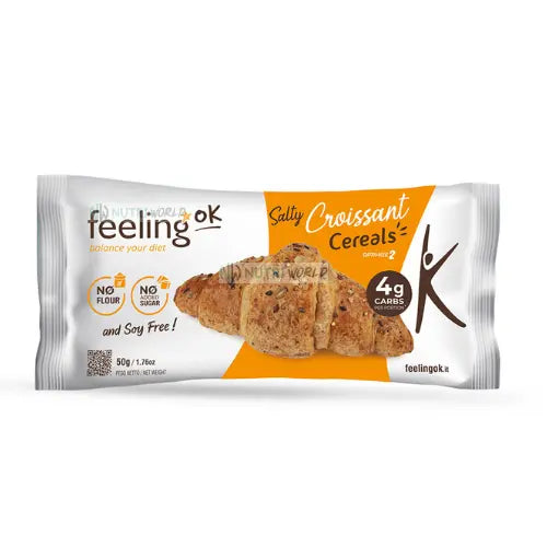 Feeling Ok Salty Croissant Cereals Optimize 50 g Cornetto Salato ai Cereali per Colazione e Aperitivo Keto