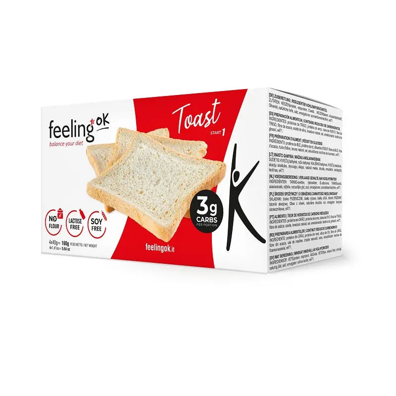 Feeling Ok Toast Start 160 g Classica Fette Biscottate Zero per Colazione e Spuntino Keto
