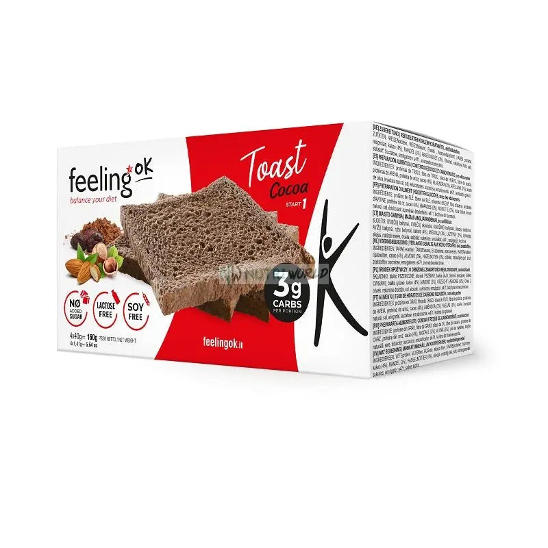 Feeling Ok Toast Start 160 g Cacao Fette Biscottate Zero per Colazione e Spuntino Keto