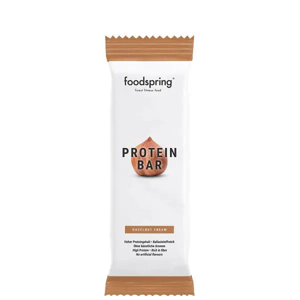 Foodspring Protein Bar 60 g Hazelnut Cream Crema Nocciola Barretta Proteica per Spuntino Snack con Ridotti Zuccheri