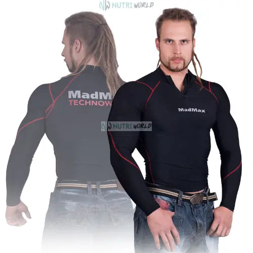MadMax Compression Long Sleeve Top con Zip Maglia a Compressione