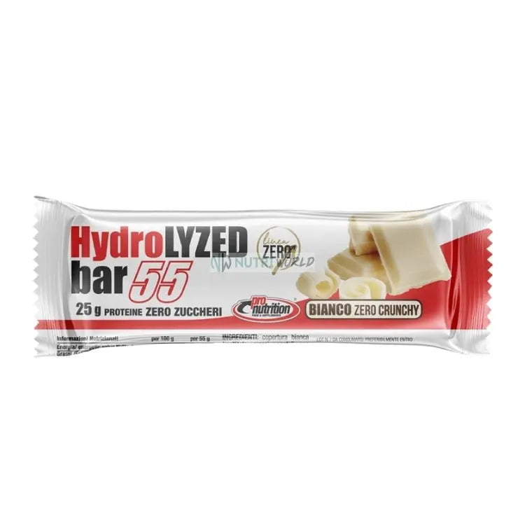 Pronutrition Hydrolyzed 55 Bianco Zero Crunchy 55g Barretta Proteica Idrolizzata DH4 Snack Pre-Workout Post-Workout