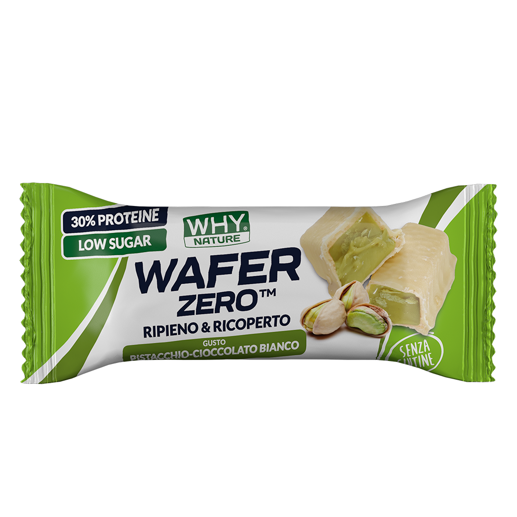 Why Nature Wafer Zero 35 gr Pistacchio Cioccolato Bianco Barretta Cialda Ripiena di Crema Proteica Zero