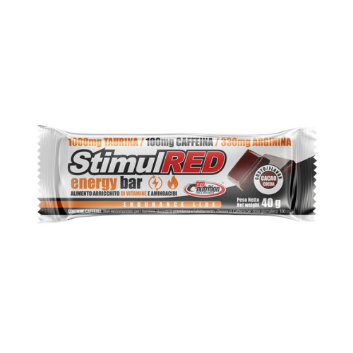 Pronutrition Stimul Red 40g Cioccolato Barretta Energetica con Caffeina Taurina per Energia e Recupero
